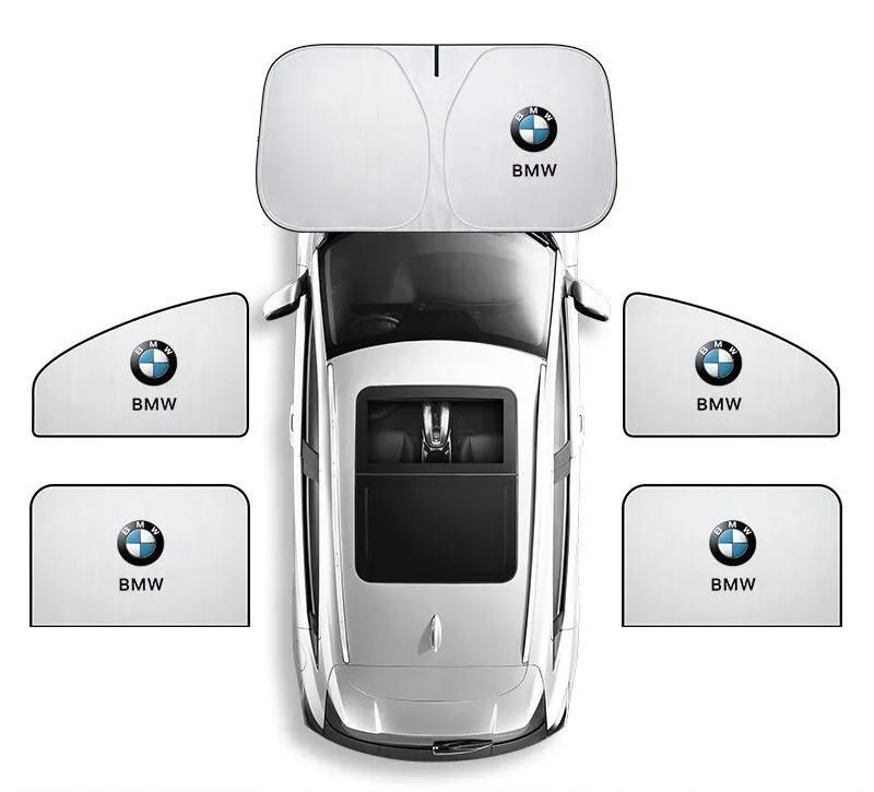 BMW  ロゴ付サンシェード5点セット 磁石式車用カーテンUV保護&熱遮断 収納袋付 車用日焼け防止フロントサンシェード社外品拍卖