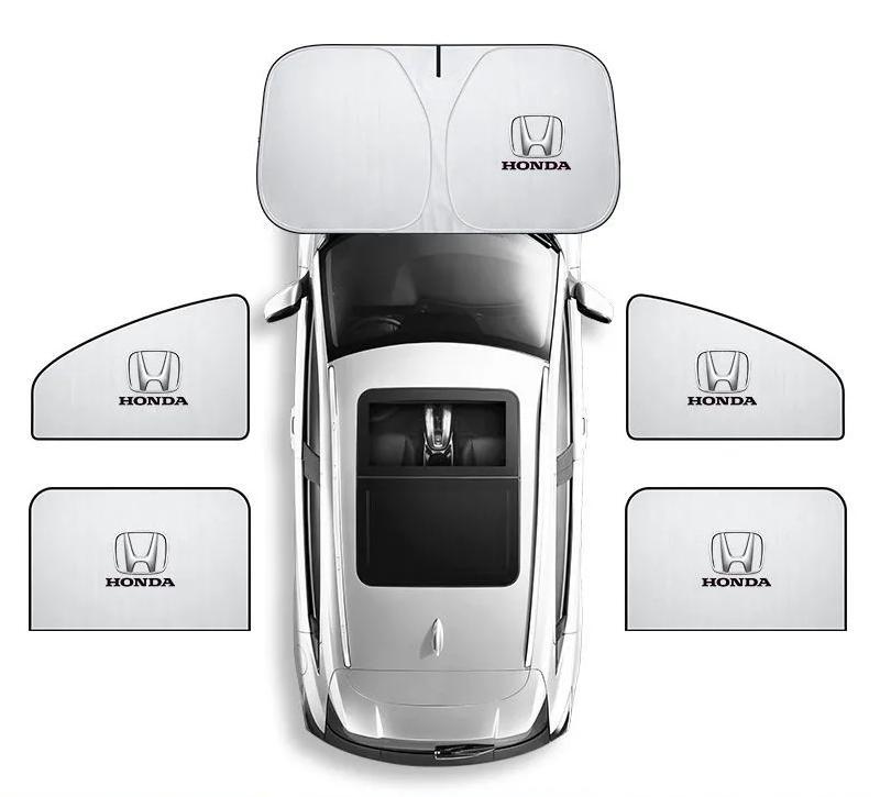 ホンダ FREED /VEZEL/N-BOX/WR-V/FIT ロゴ付フロントサンシェード5点セット 磁石式車用カーテンUV保護&熱遮断 収納袋付 社外品拍卖