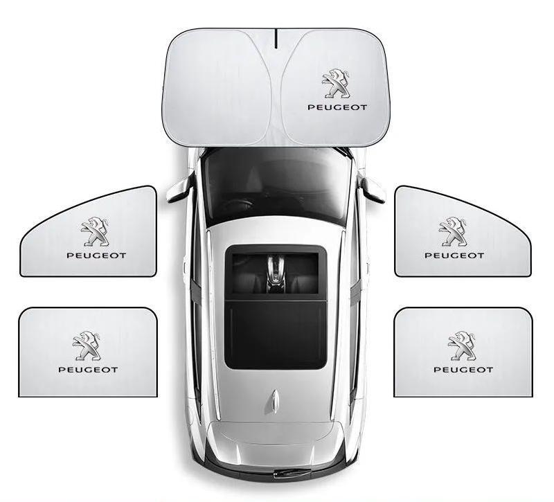 プジョー ロゴ付サンシェード5点セット 磁石式車用カーテンUV保護&熱遮断 車用日焼け防止 収納袋付 フロントサンシェード社外品拍卖