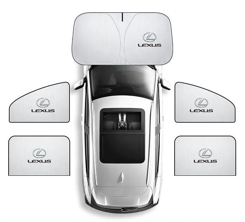 レクサス LEXUS ロゴ付サンシェード5点セット 磁石式車用カーテンUV保護&熱遮断 収納袋付車用日焼け防止フロントサンシェード社外品拍卖