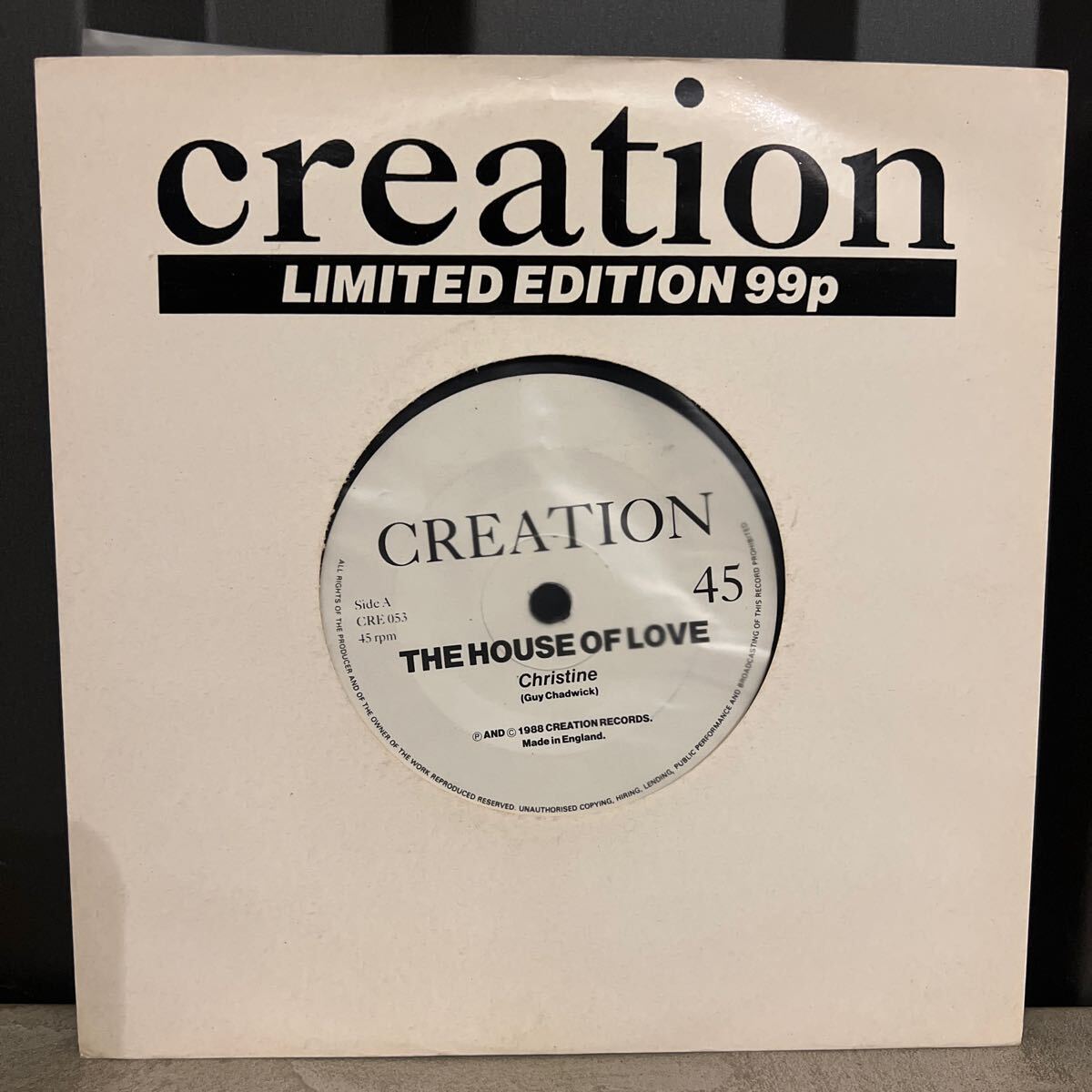 【アナログ盤】激レア/UK盤/オリジナル/7インチ/EP/CREATION/The House Of Love /Christine/ハウス・オブ・ラブ/レコード/CRE053拍卖