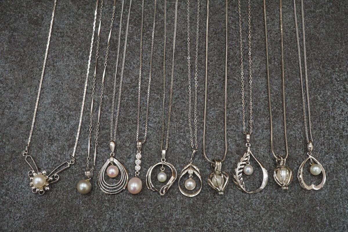 B68 アコヤ真珠など 本真珠 パール ネックレス ペンダント 10点セット ヴィンテージ アクセサリー 大量 まとめて おまとめ SILVER含む拍卖