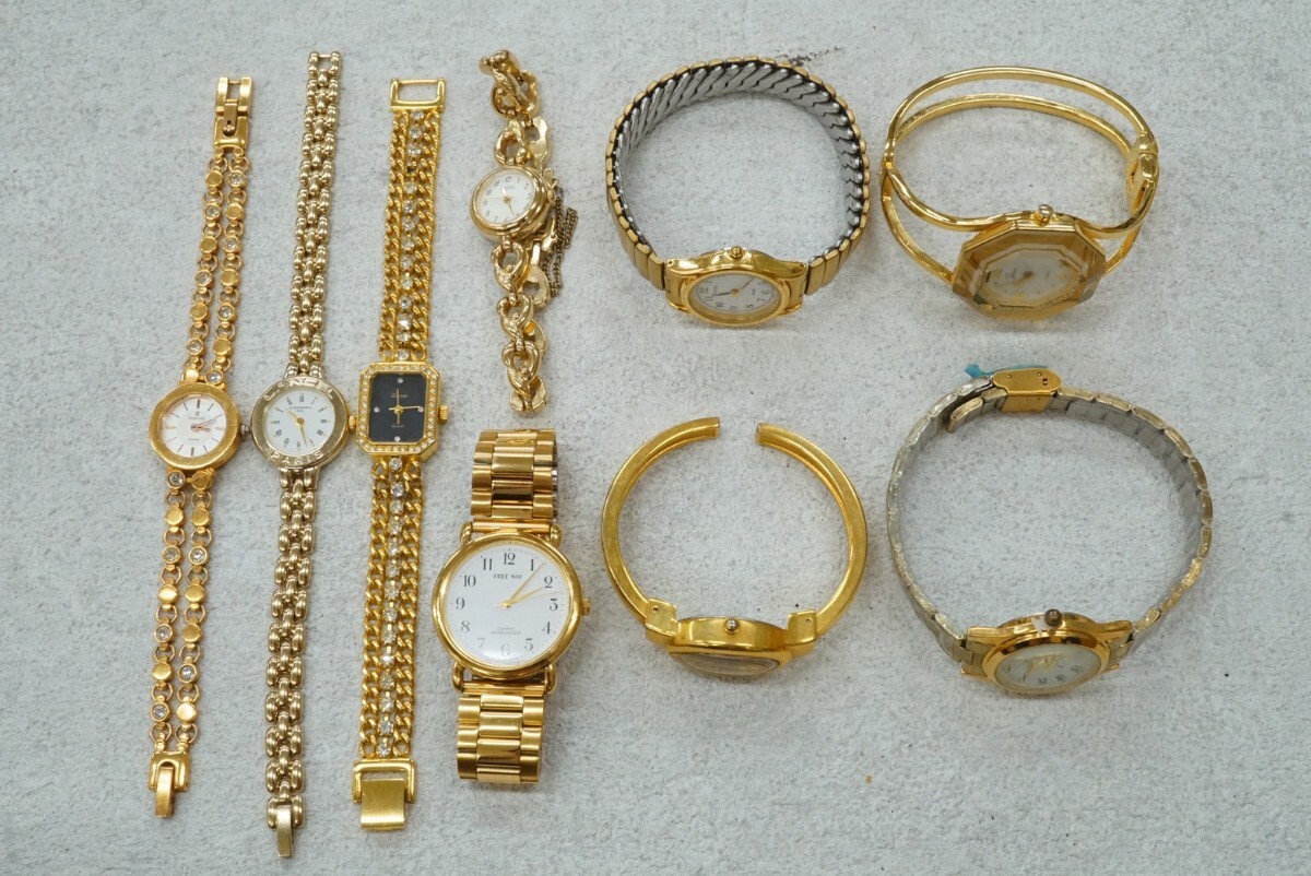 F817 ゴールドカラー 腕時計 9点セット メンズ レディース アクセサリー クォーツ 大量 まとめて おまとめ まとめ売り 不動品拍卖