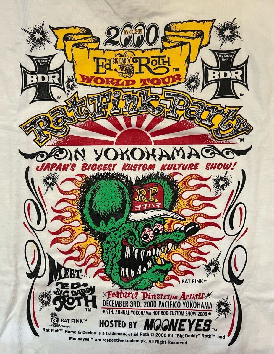 レア!2000 RATFINK PARTY 横浜ホットロッドカスタムショー記念T-Shirs ラットフィンク ムーンアイズEDROTH MOONEYESアメ車旧車Tシャツhcs拍卖
