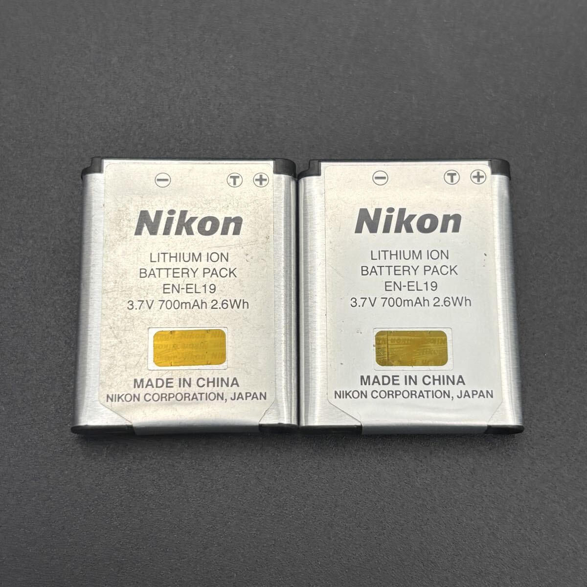 2個セット B【動作確認済】追跡付発送 送料無料 返金保証 バッテリー 電池パック 純正 Nikon ニコン EN-EL19 満充電後計測 拍卖