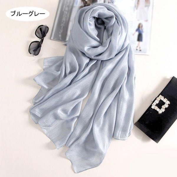 ストール ショール 春 夏 薄手 大判 無地 上品 ブルーグレー free120拍卖