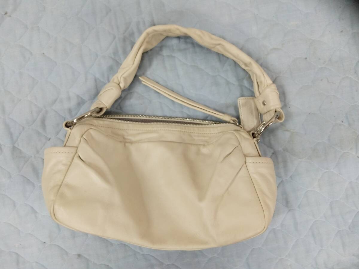 0829-0005 中古★COACH コーチ◆レザー ハンドバック/WHT/13442拍卖