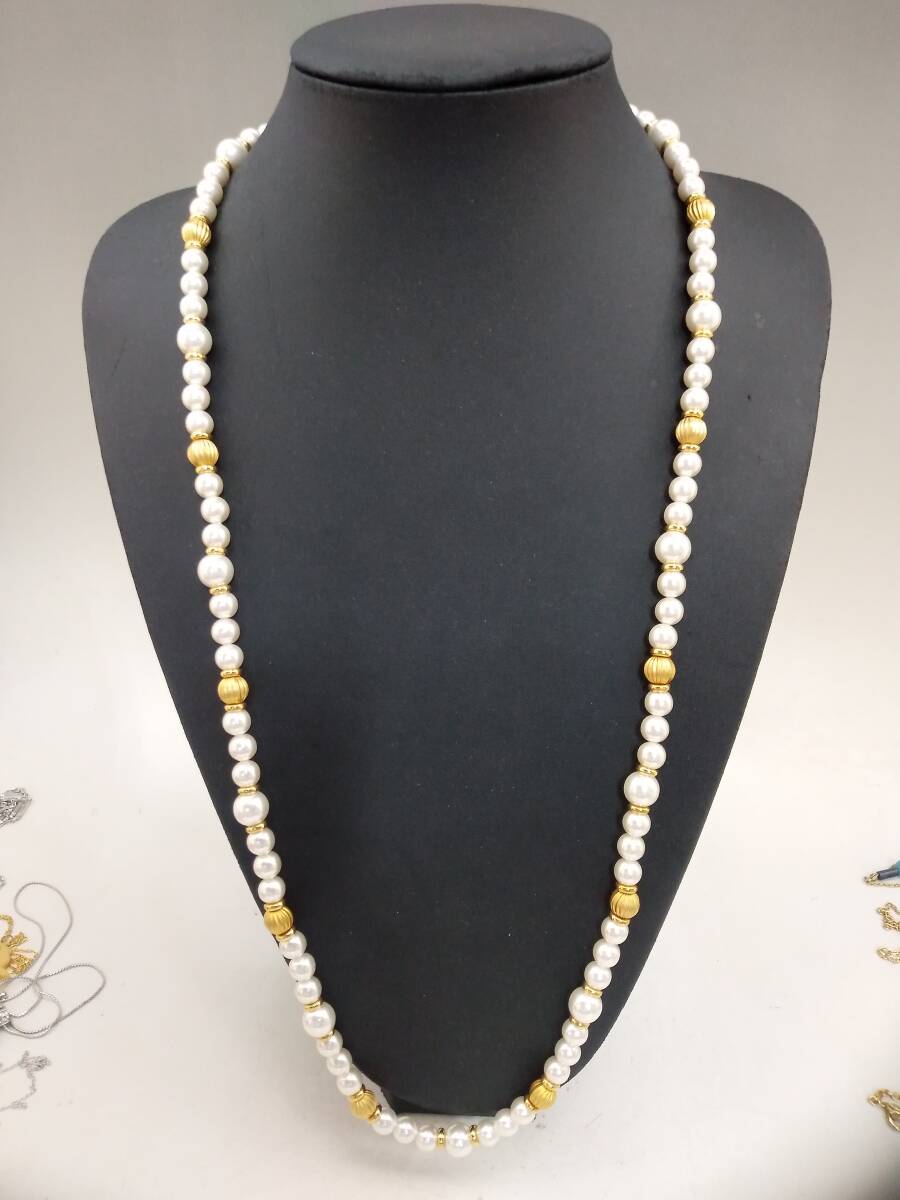 0820-0003 中古★レディース ジュエリー ネックレス ファッション パール/ゴールド 約 85cm拍卖