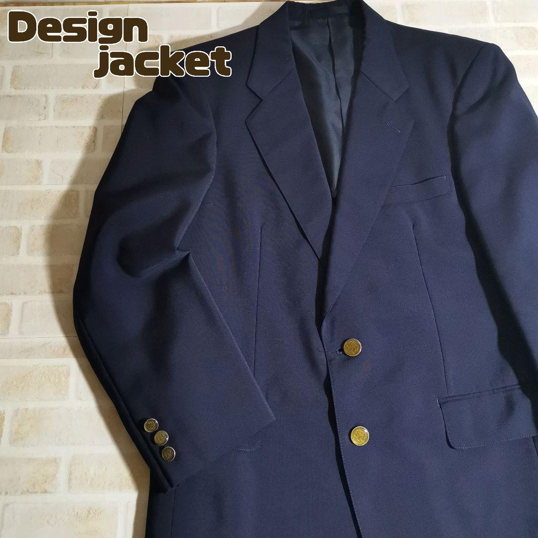 デザイン テーラード ジャケット 紺ブレ 刻印 シングル ウール拍卖