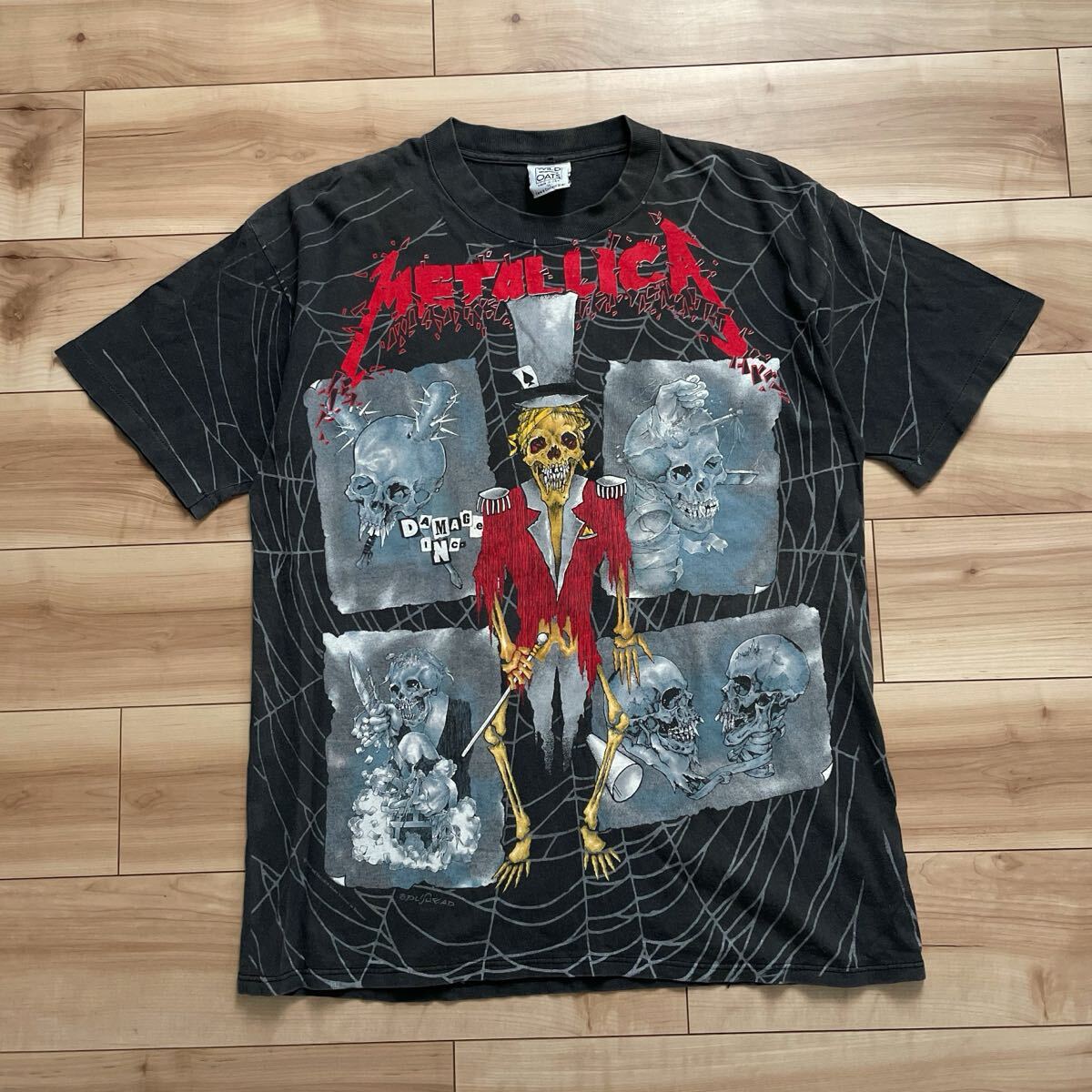 【送料無料】【良品】90s METALLICA WILD OATS SPIDER WEB PUSHEAD 1992 メタリカ パスヘッド スパイダーウェブ Tシャツ 黒 XL拍卖