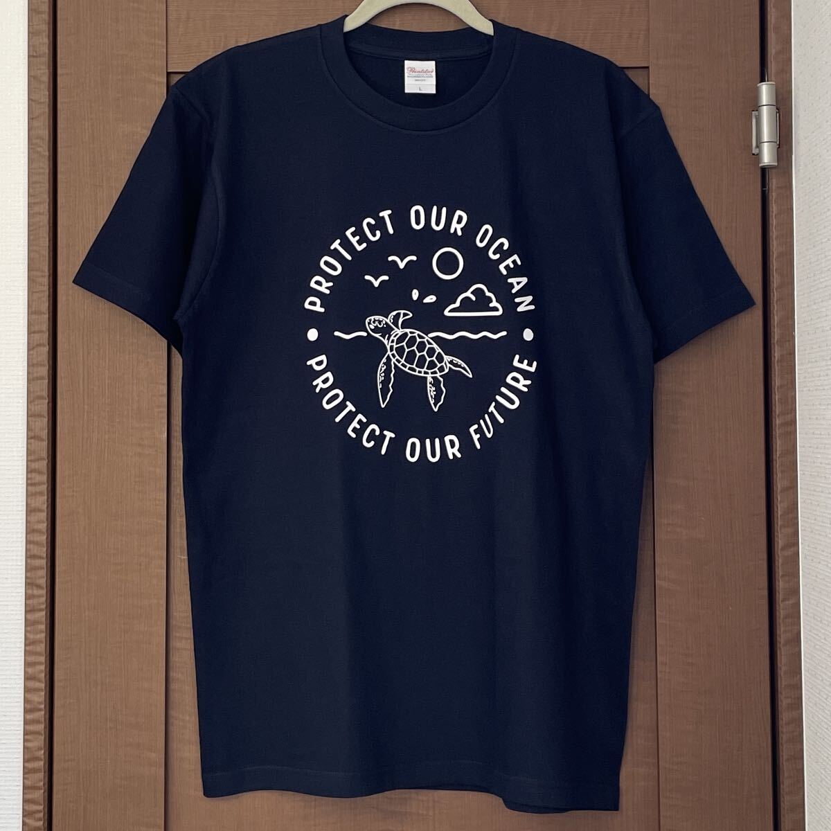 Tシャツ ウミガメ Lサイズ メンズ レディース ジュニア 半袖 ティシャツ 夏 海 亀 半袖Tシャツ ネイビー拍卖