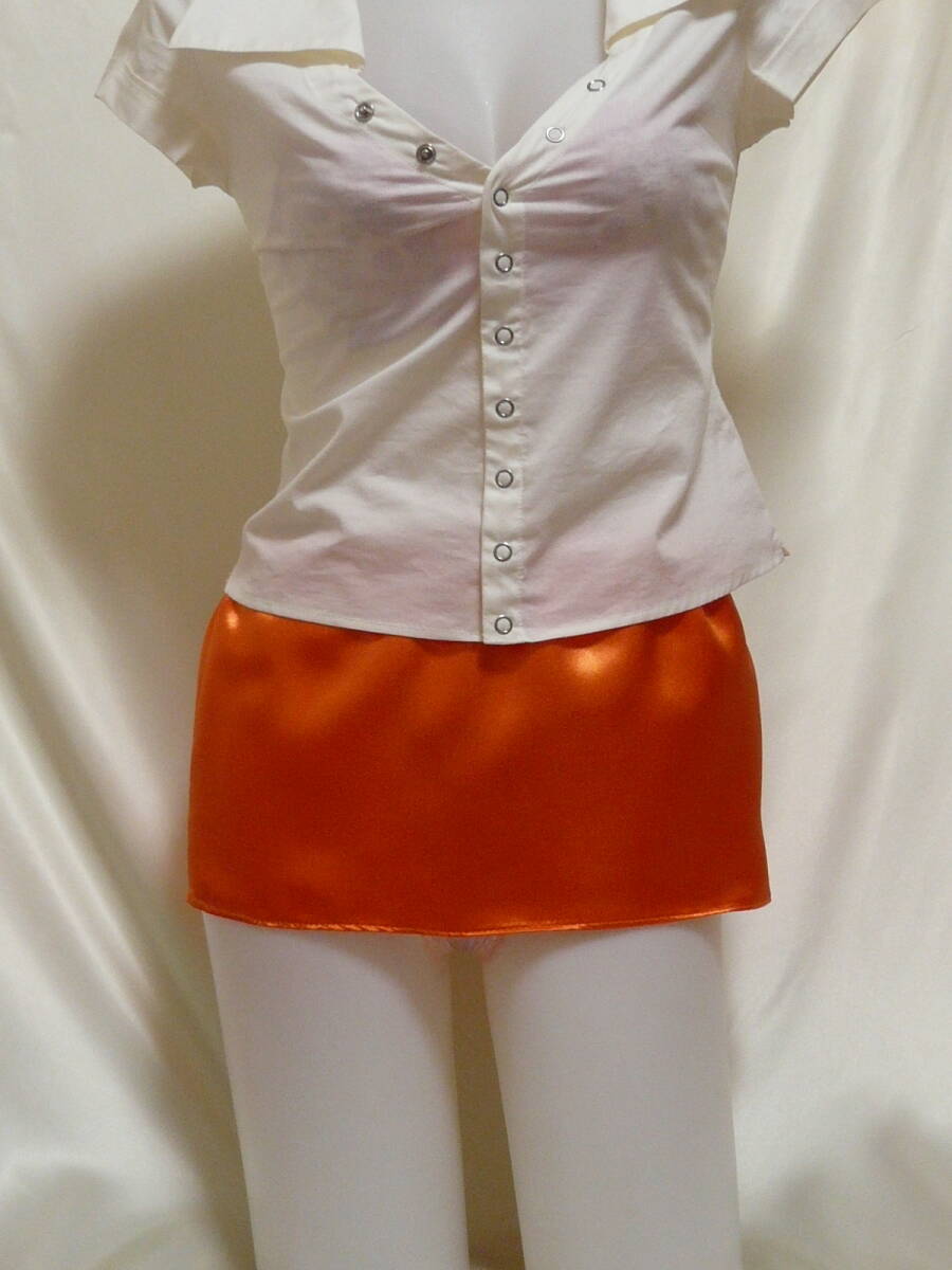 ♪♪鮮やかオレンジ色サテンの超マイクロミニ☆きらきらなお尻^^♪♪拍卖