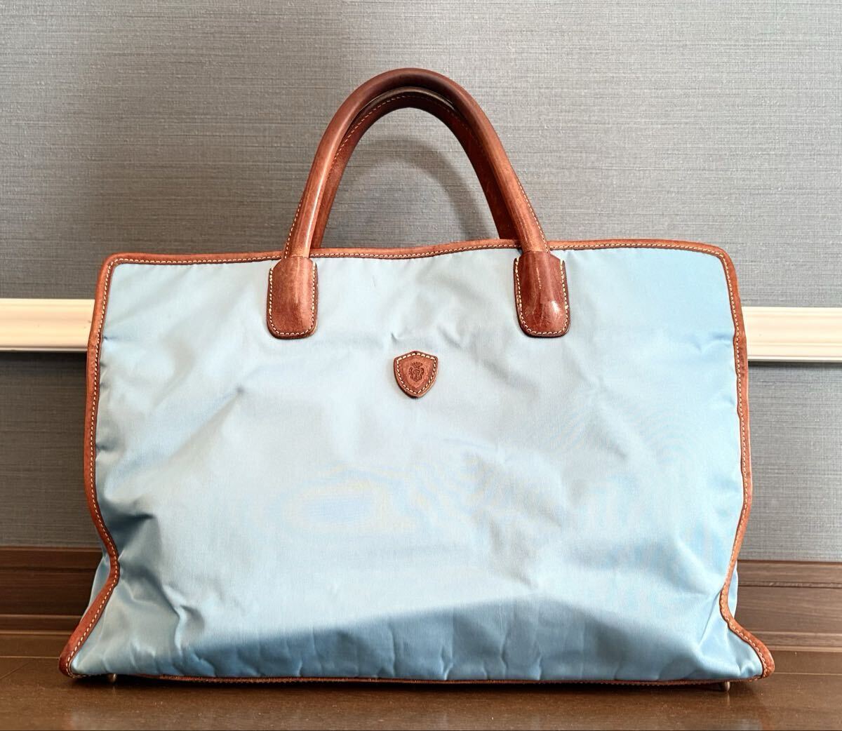 フェリージ(Felisi)、ナイロン&レザーコンビ、トートバッグタイプブリーフケース、青、A4サイズ、オーダー品、本物拍卖