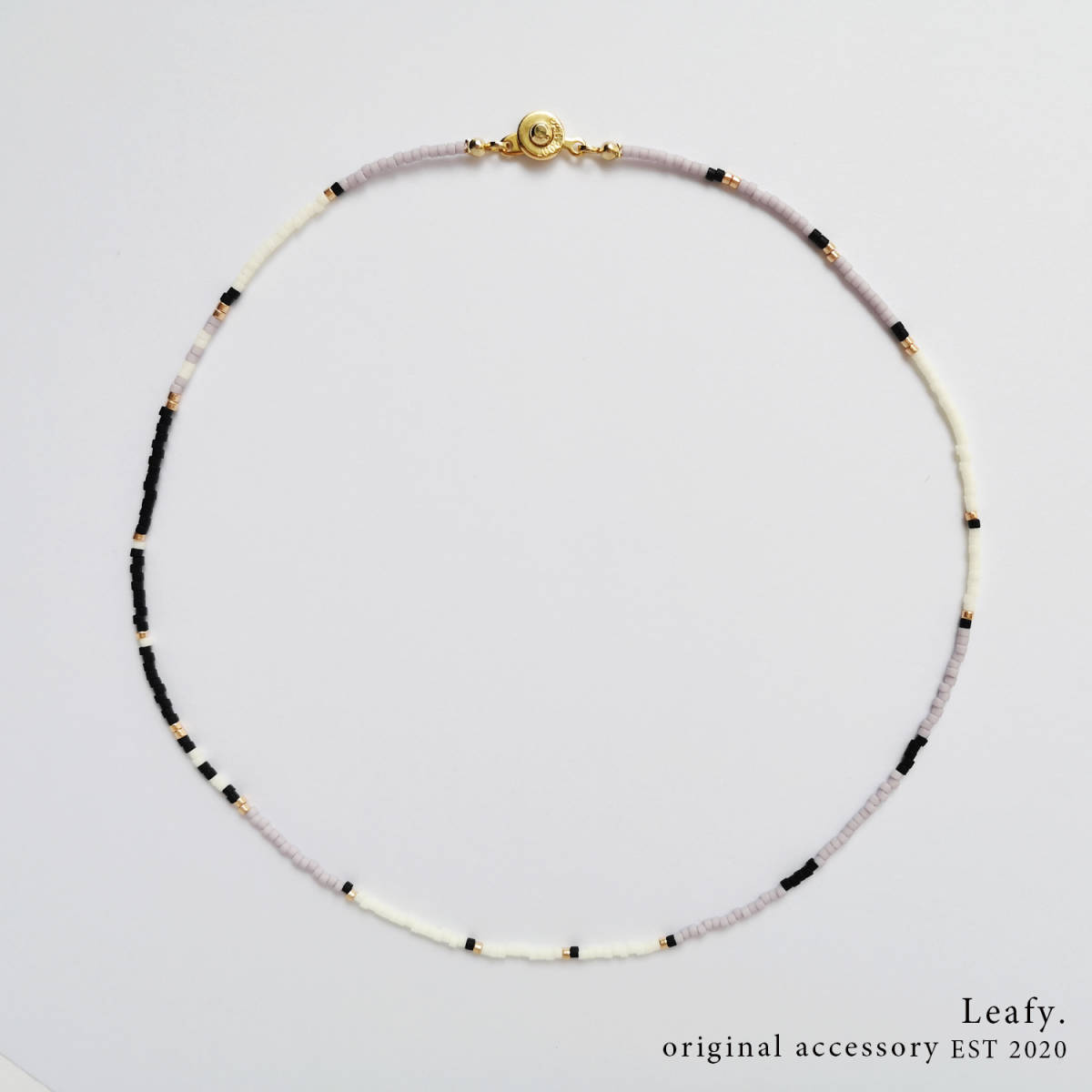 不規則ストライプカラーの華奢ビーズネックレス パープル/紫拍卖