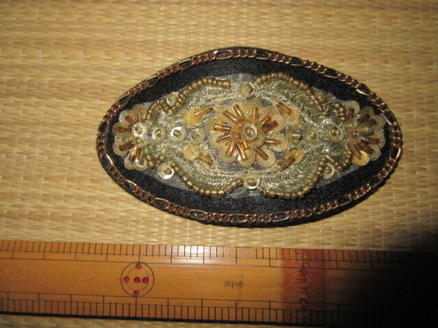 R070807 断捨離 処分「祖母 アンティーク 昭和時代のお洒落な バレッタ ビーズ刺繍」保管品 USED 拍卖