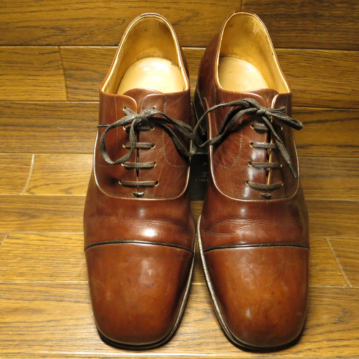 CONTINENTAL Hardeman ストレートチップ 濃茶 25cm位 ハンドメイド 本革 コンチネンタル ビジネスシューズ 佐川急便700円 E2508B拍卖