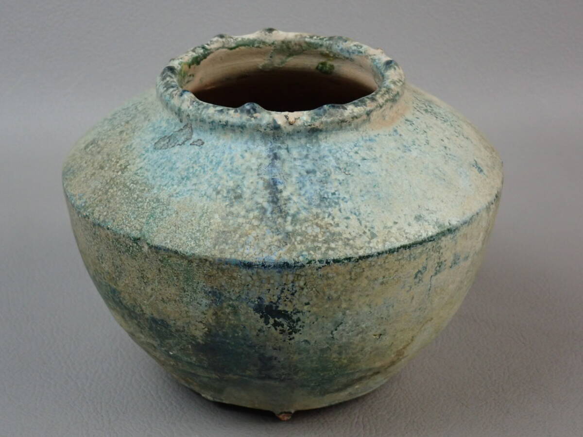 【骨董・茶道具】★中国古玩 漢時代★★緑釉壷② gn021tb22 花道 華道 花瓶 発掘品 出土品拍卖