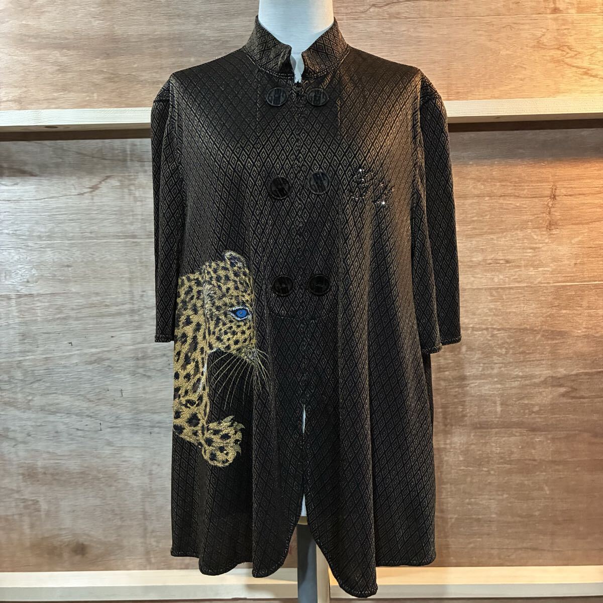 伊太利屋 レーヨンニット 半袖シャツ 総柄シャツ ジップアップシャツ ヒョウ柄 豹柄 イタリヤ GKITALIYA【レターパックプラス郵送可】U拍卖