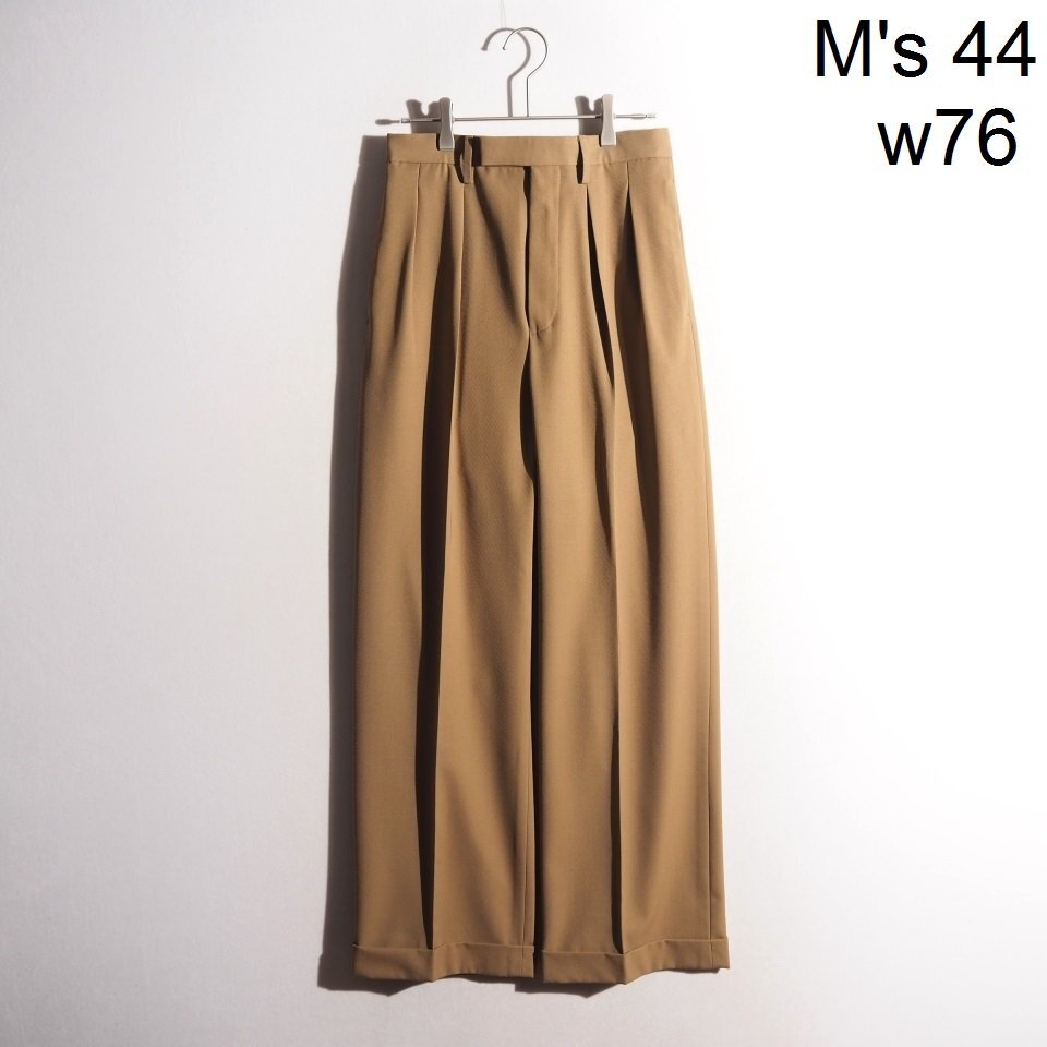 C3089P ▼DRIES VAN NOTEN ドリスヴァンノッテン▼ 23SS ポリエステルウール 2タック ワイドパンツ ベージュ 44 シーズンレス rb mks拍卖