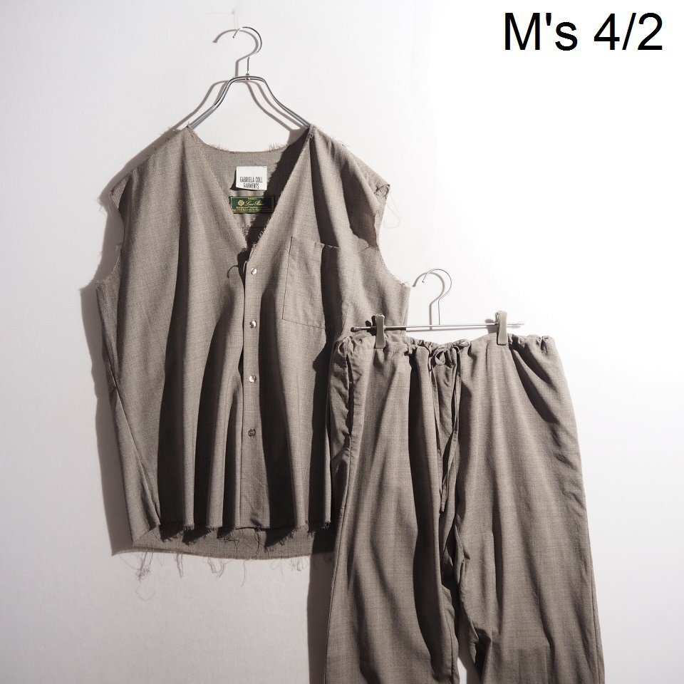 P5272P▼GABRIELA COLL GARMENTS ガブリエラコールガーメンツ▼ロロピアーナウール ノースリーブシャツ パンツ セットアップ グレー rb mks拍卖
