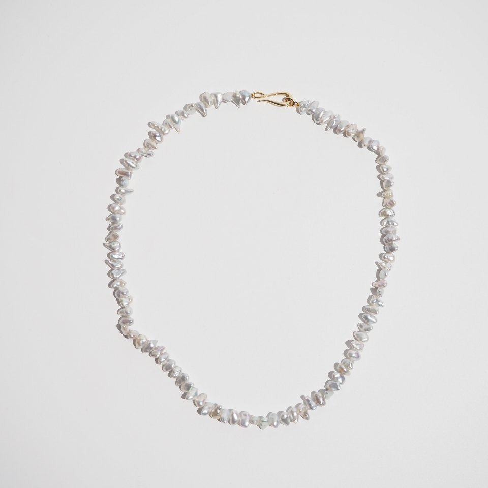 R1200P ▼MIZUKI ミズキ Ron Herman ロンハーマン▼ 14K 15.5 Grey Keshi Pearl ネックレス 39cm / ケシパール ゴールド rb mks拍卖