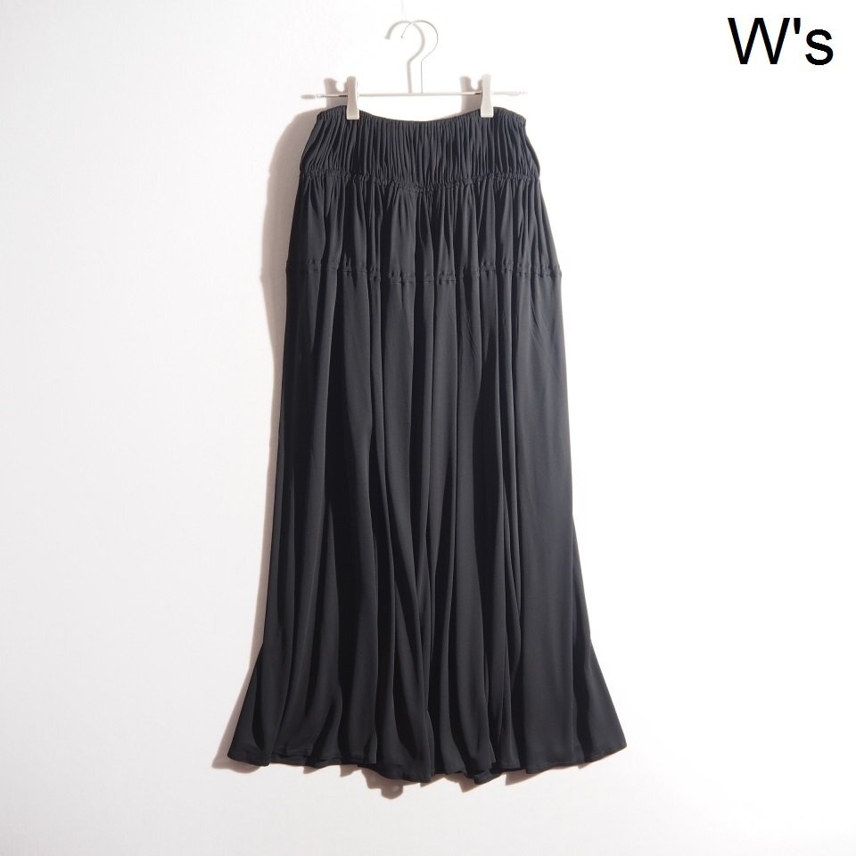 C4397P ▼JIL SANDER ジルサンダー▼ シアー レーヨン ギャザー マキシ丈 スカート ブラック 34 / ロングスカート 黒 春夏 rb mks拍卖