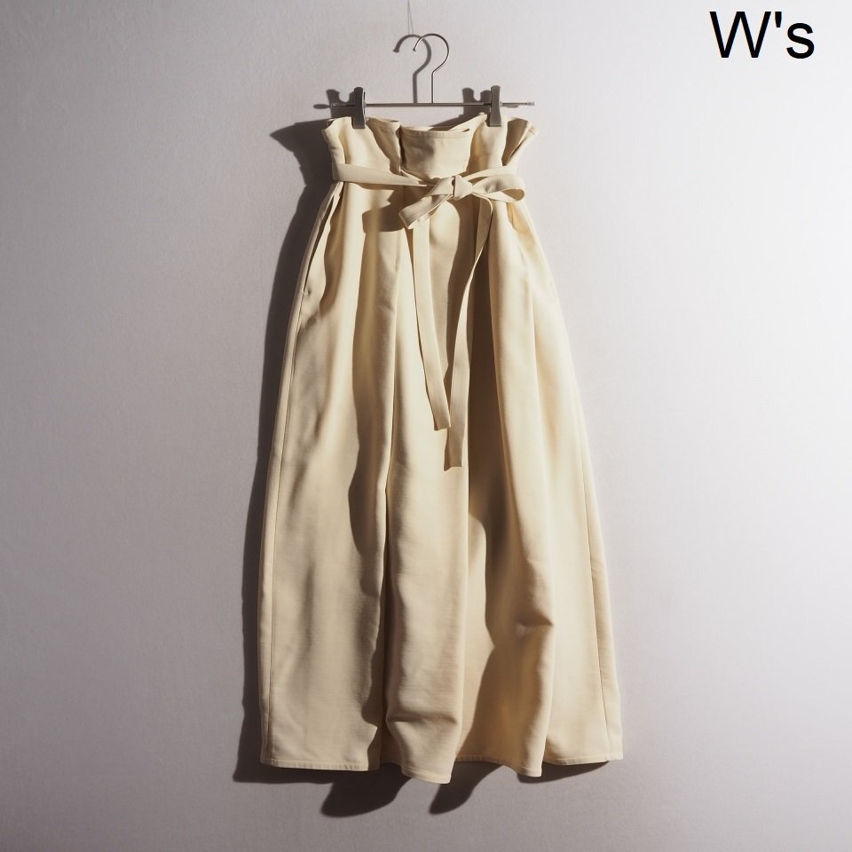 R0235P ▼JIL SANDER ジルサンダー▼ ウール レーヨン シルク マキシ丈 タック フレアスカート アイボリー 34 春~秋 rb mks拍卖