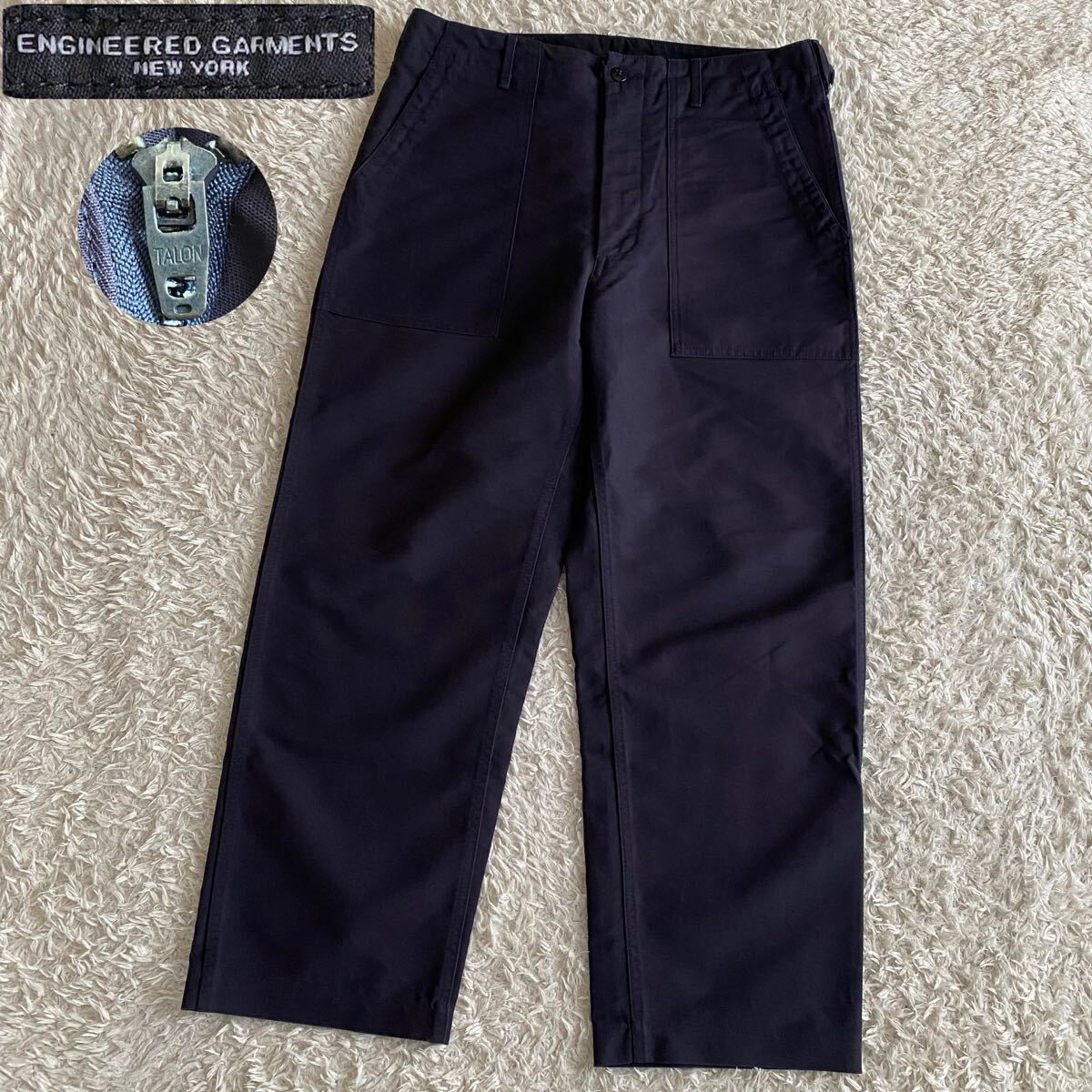 未使用級/W34 ENGINEERED GARMENTS エンジニアードガーメンツ ファティーグパンツ ベイカーパンツ チノパン USA製 アメリカ ネイビー 紺拍卖