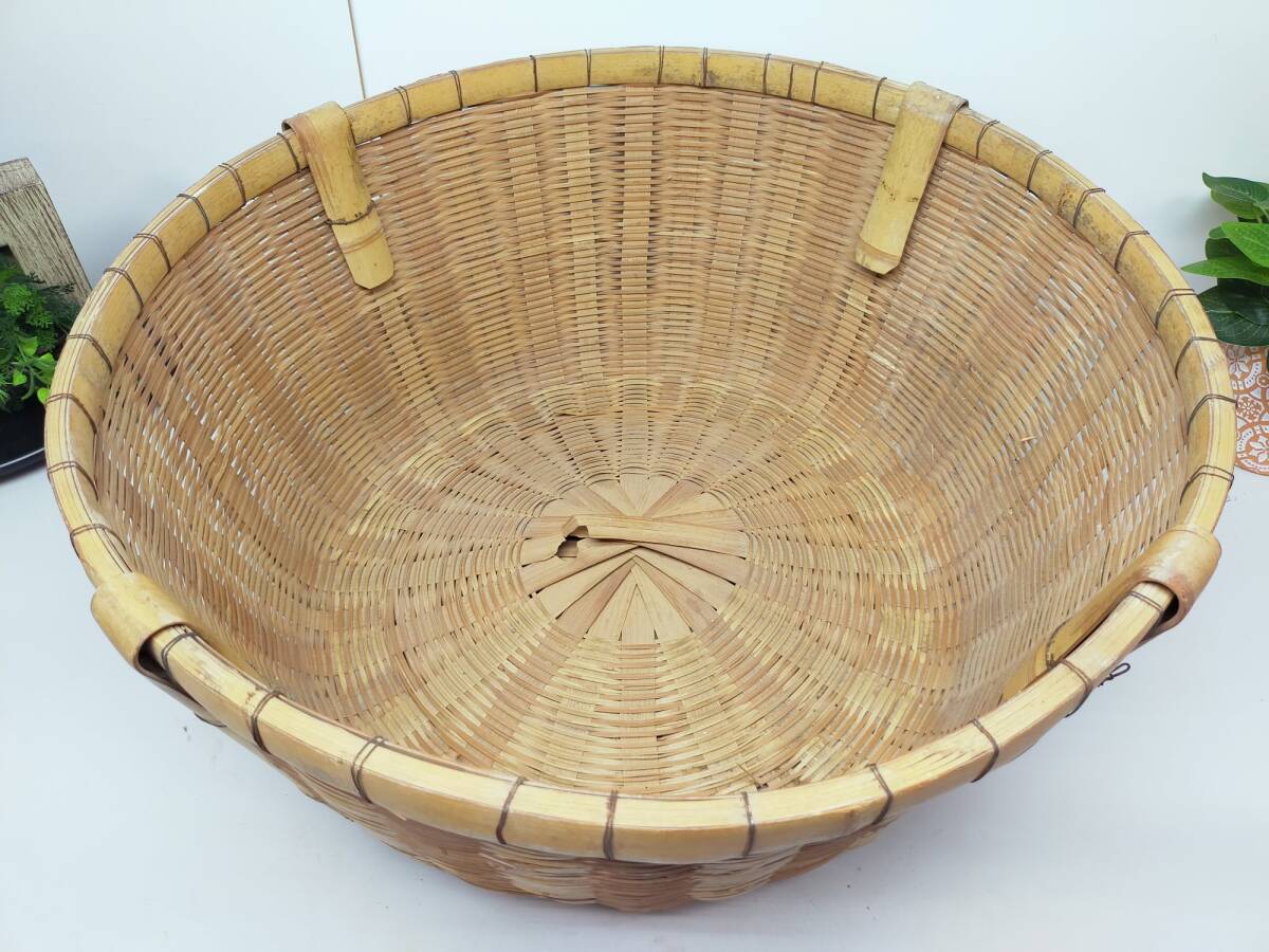特大 竹ざる 径65cm 竹かご 野菜かご アンティーク 古民具 古道具 A9401B16拍卖