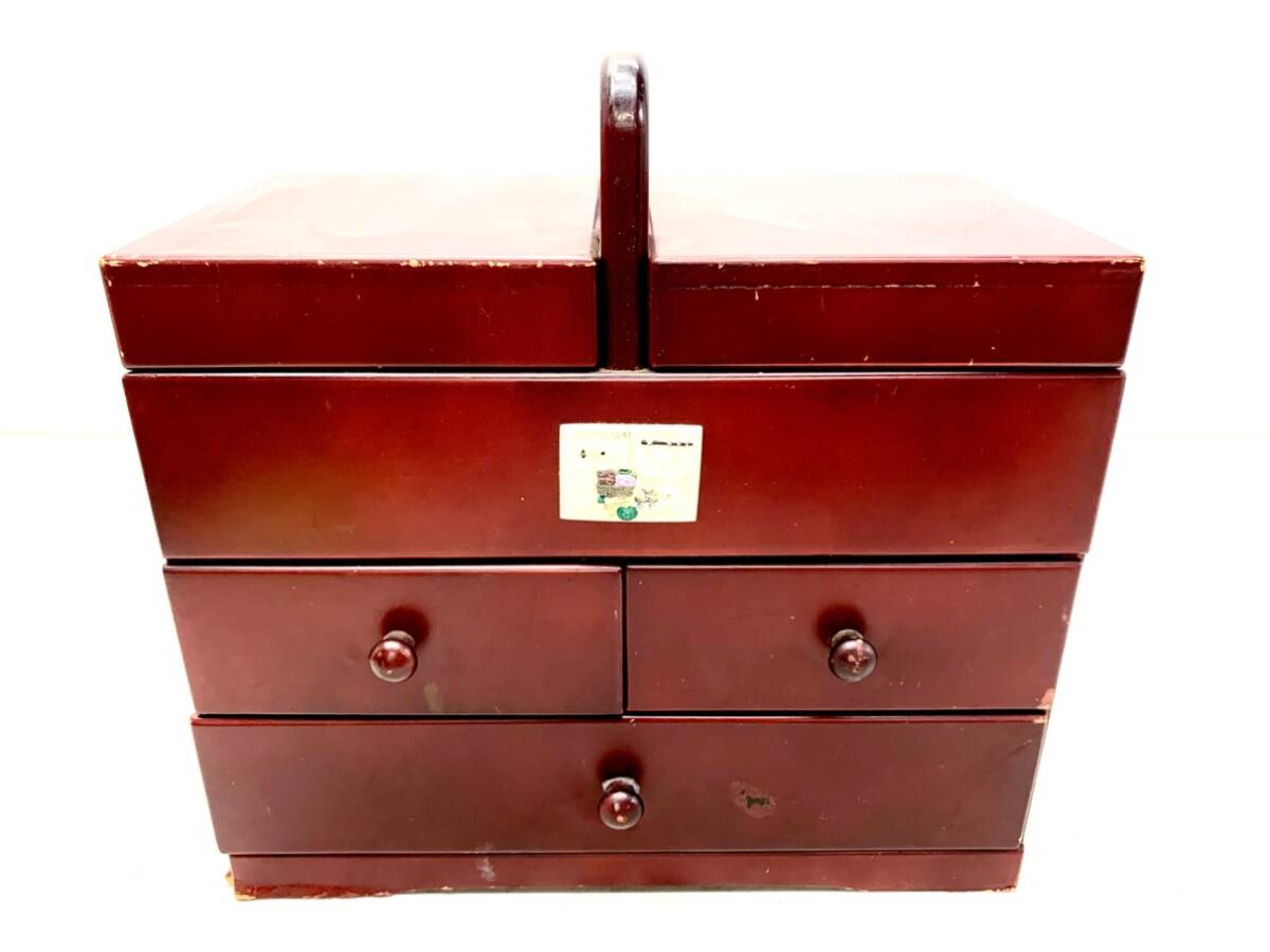 貴重 レトロ裁縫箱 ソーイングボックス ヴィンテージ品 アンティーク A9452A10拍卖