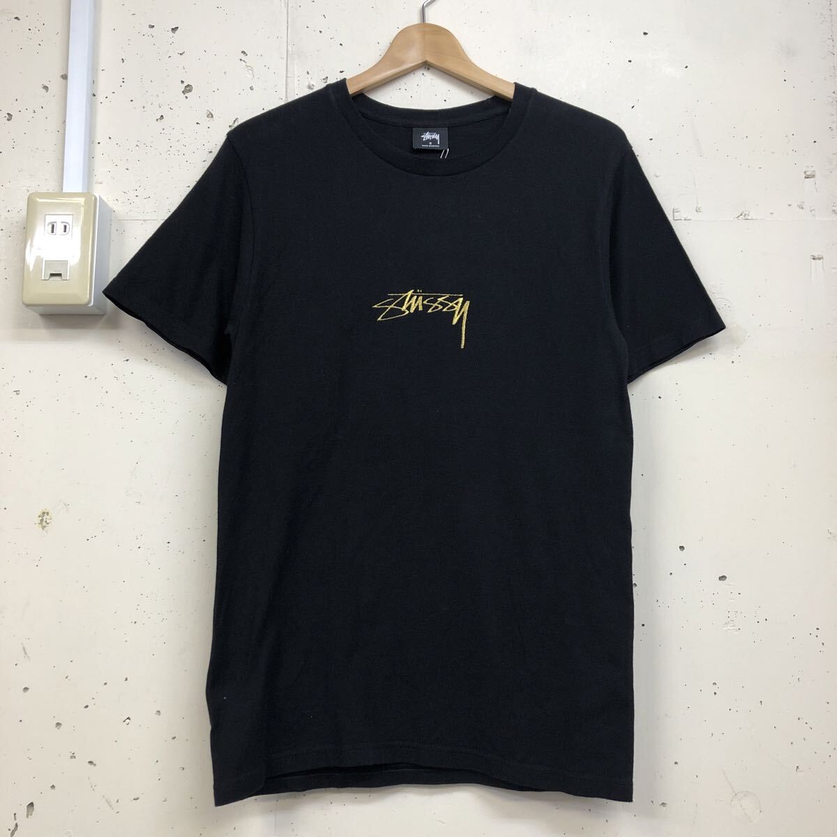 stussy ステューシー 半袖 Tシャツ 黒 ブラック Tee ロゴ刺繍 メンズ サイズS 拍卖