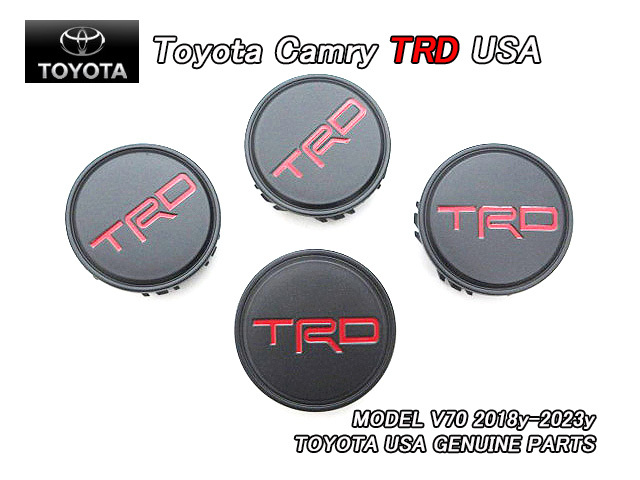 カムリXV70/TOYOTA/トヨタCAMRY純正USホイールキャップ4個(黒×赤文字TRD)/USDM北米仕様V70ホイールセンターキャップUSAオーナメント拍卖