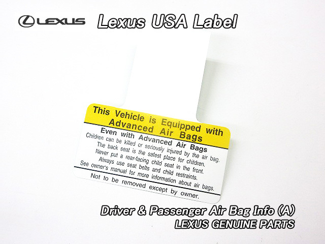 レクサスRC.RCF/LEXUS/C10純正タグUSラベルSide.Airbag.Info/USDM北米仕様RC350グローブボックスぶら下げUSAサイドエアバッグコーション拍卖