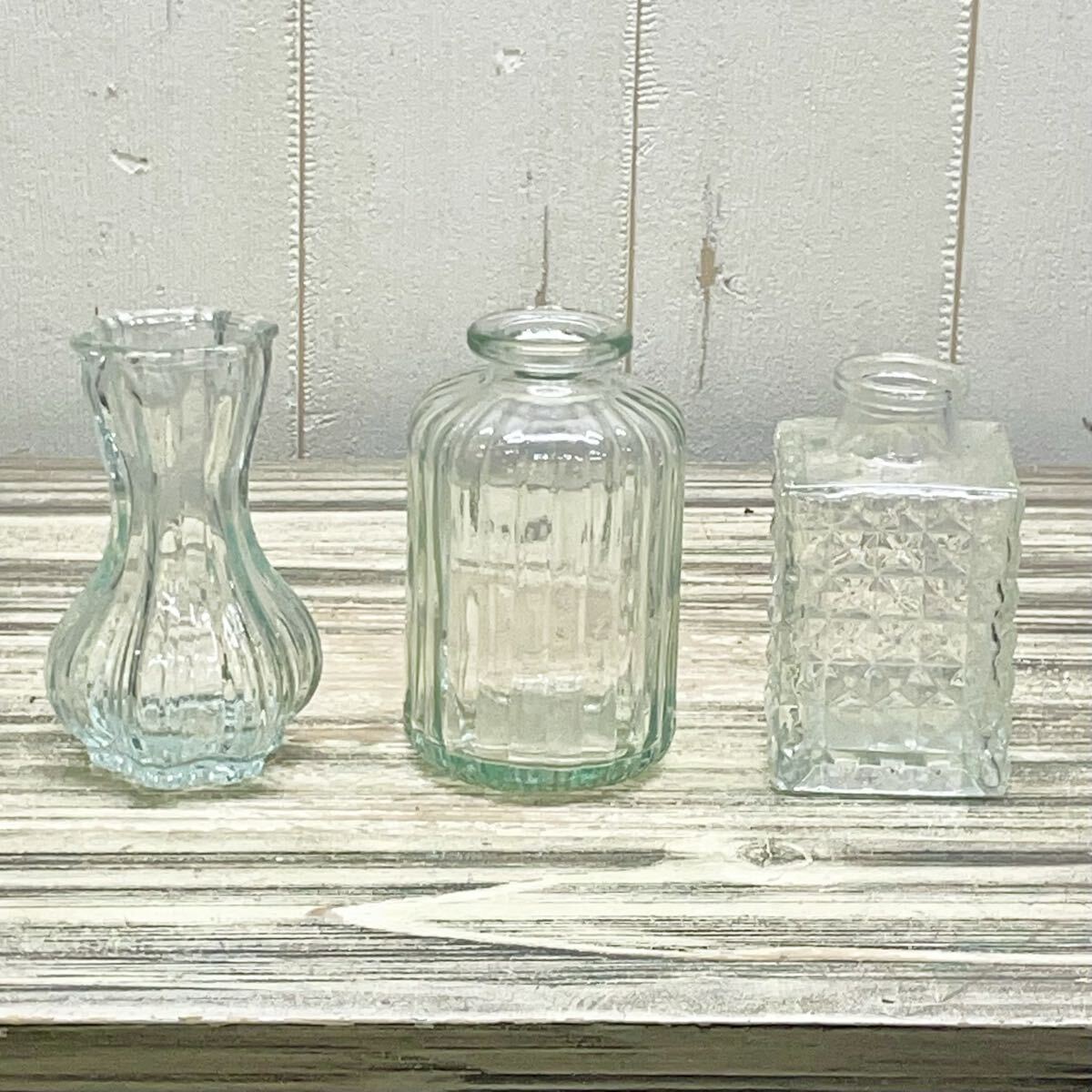 ガラス製 ミニフラワーベース 3点セット 一輪挿し ハーブ ナチュラル雑貨拍卖