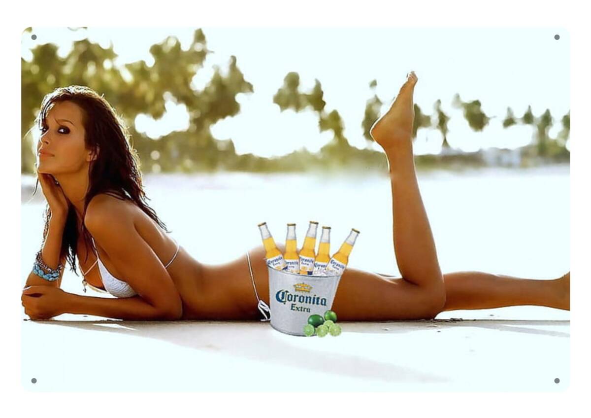 大型60cm■ビキニ コロナビール 海外看板シリーズ■メタル看板■送料無料・匿名配送 拍卖