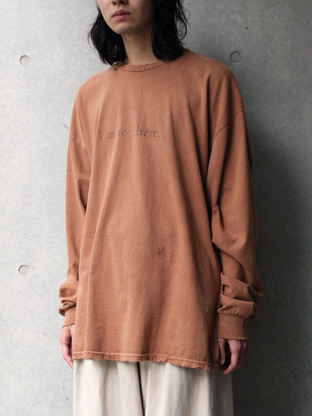 美品 ANCELLM アンセルム I'm not there DYED LS T-SHIRT TERRACOTTA ロンTシャツ ダメージ加工 カットソー スウェット拍卖