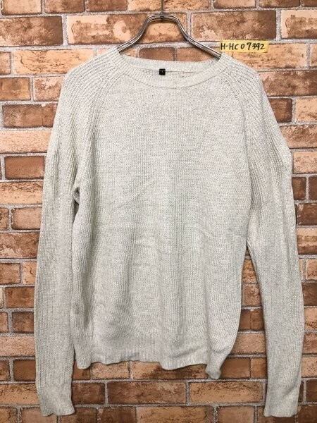 良品計画 無印良品 メンズ ラグランスリーブ コットンリブニットソー L ライトベージュ コットン拍卖