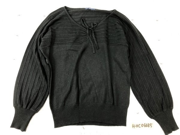 ROPE ロペ レディース ボーダー 編み柄 ニット セーター 黒 ブラック M拍卖