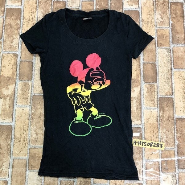 MOUSSY マウジー レディース 裏パイル ミッキープリント 半袖Tシャツ M 黒拍卖