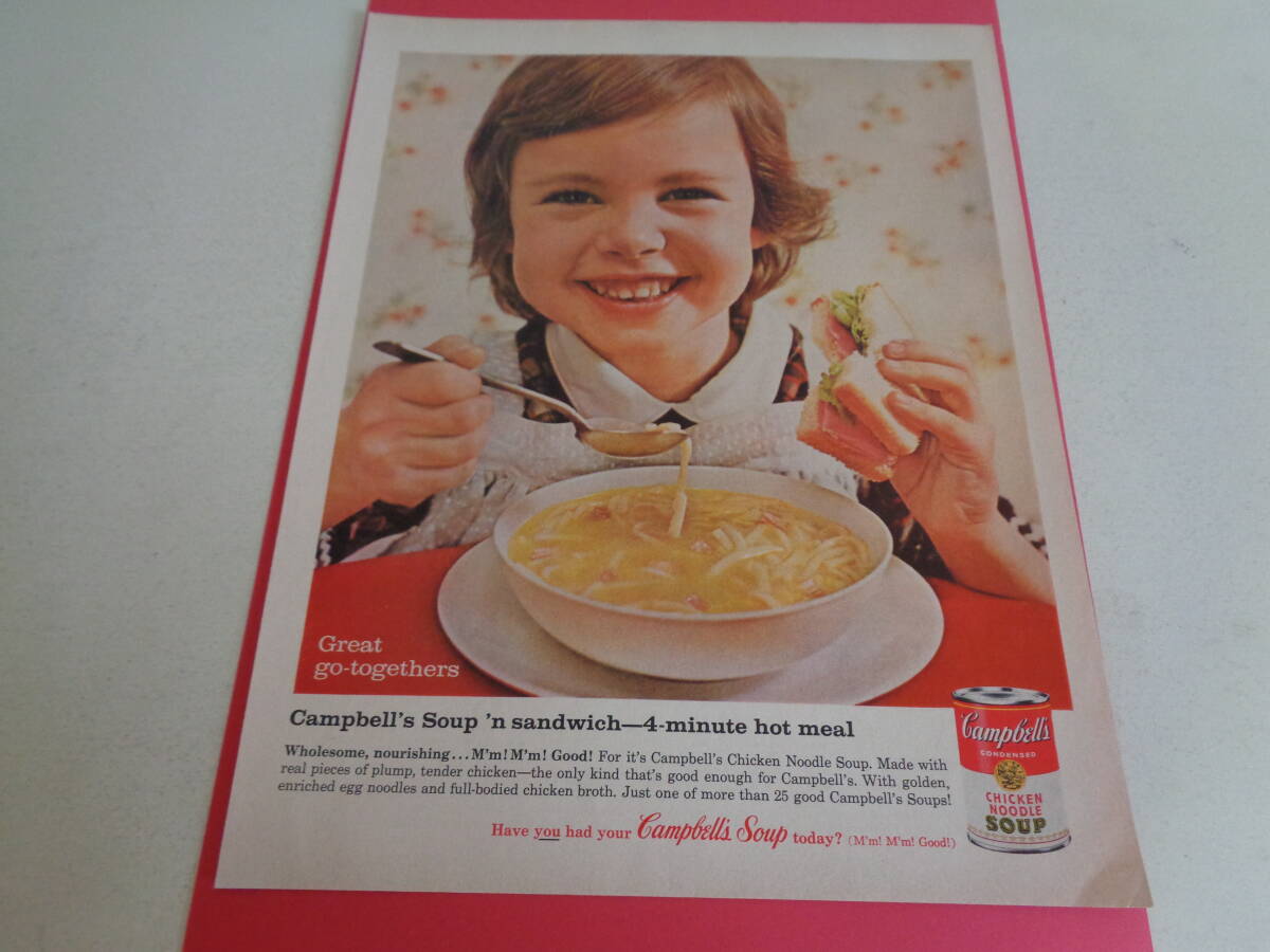即決 広告 アドバタイジング キャンベルスープ チキンヌードル 1960s レトロ パッケージ コラージュ スクラップブッキング拍卖