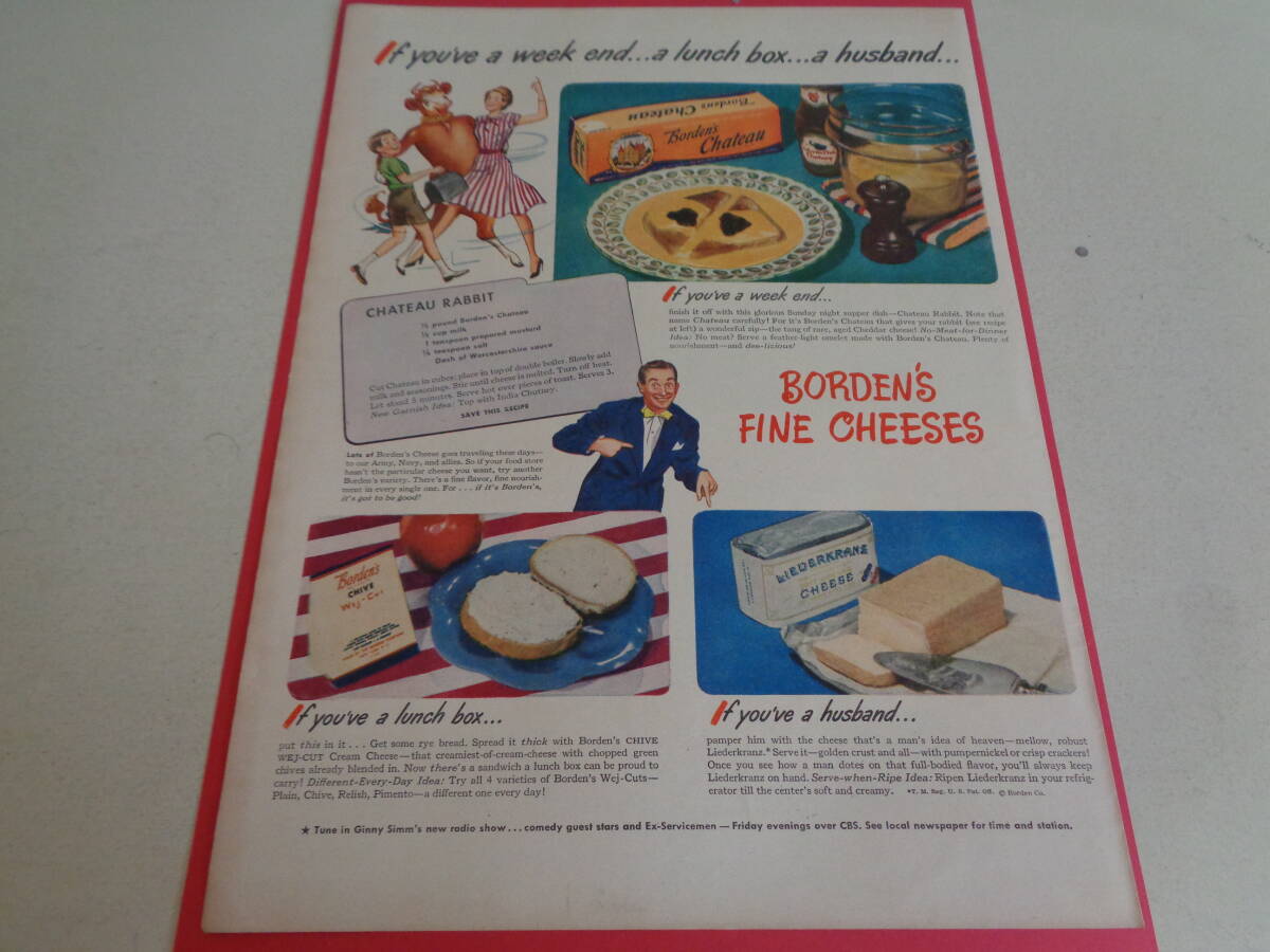 即決 広告 アドバタイジング ボーデン チーズ 1940s レトロ パッケージ テレビ ラジオ オーディオ ステレオ ヴィンテージ拍卖