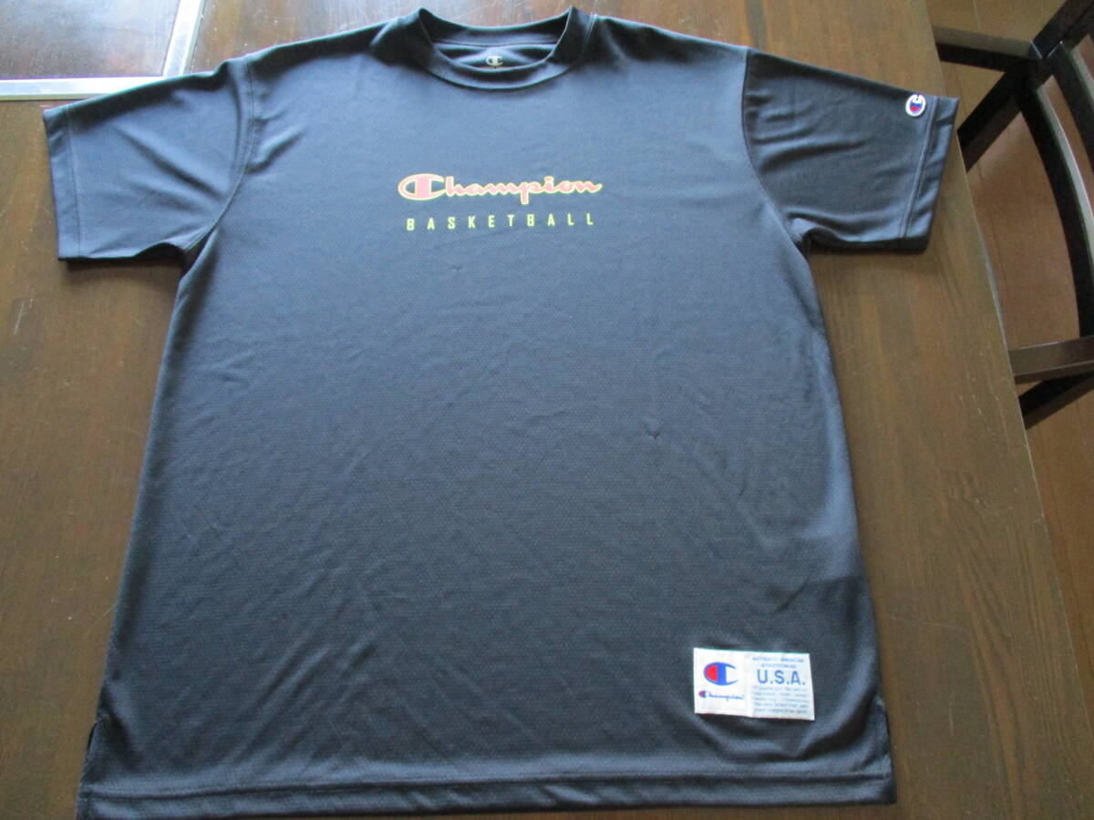 送料430円チャンピオン機能素材バスケットボールTシャツ黒サイズXL拍卖