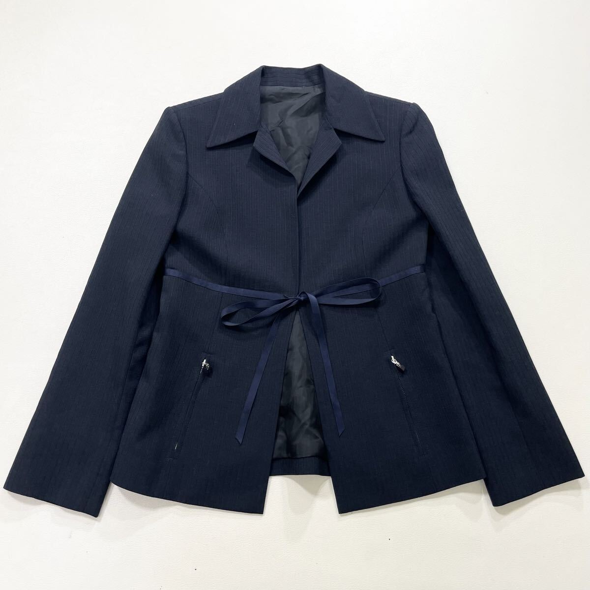 311 美品 Harrods ハロッズ フォーマル ジャケット ウエストリボン オケージョン ビジネス ネイビー レディース 50825H拍卖