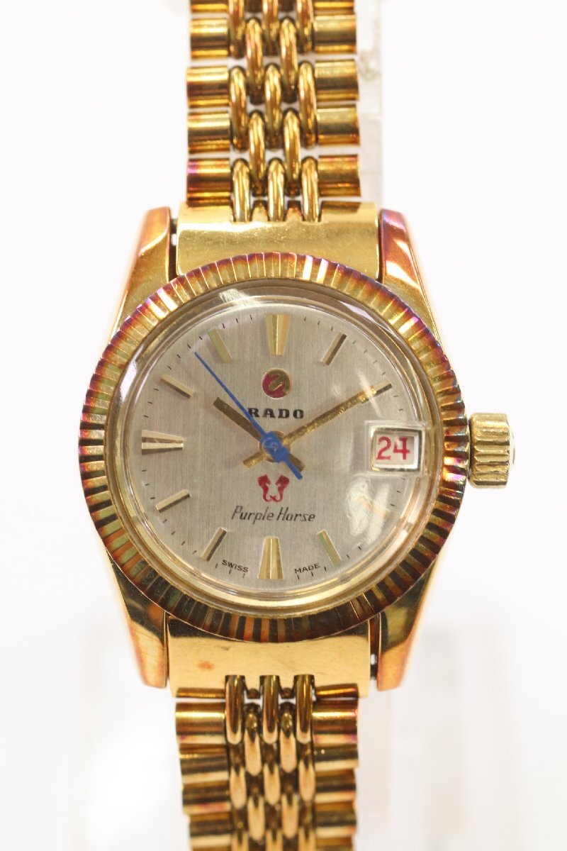 RADO ラドー Purple Horse パープルホース 780-1 自動巻き デイト ゴールドカラー レディース 腕時計 稼働品 0612-HA拍卖
