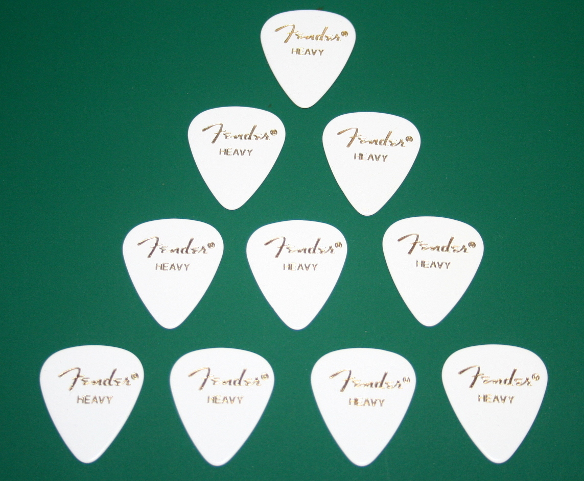 【未使用】 Fender ティアドロップ HEAVY-WHT ギターピック × 10枚 / クラシック セルロイド ピック 351 シェイプ 拍卖