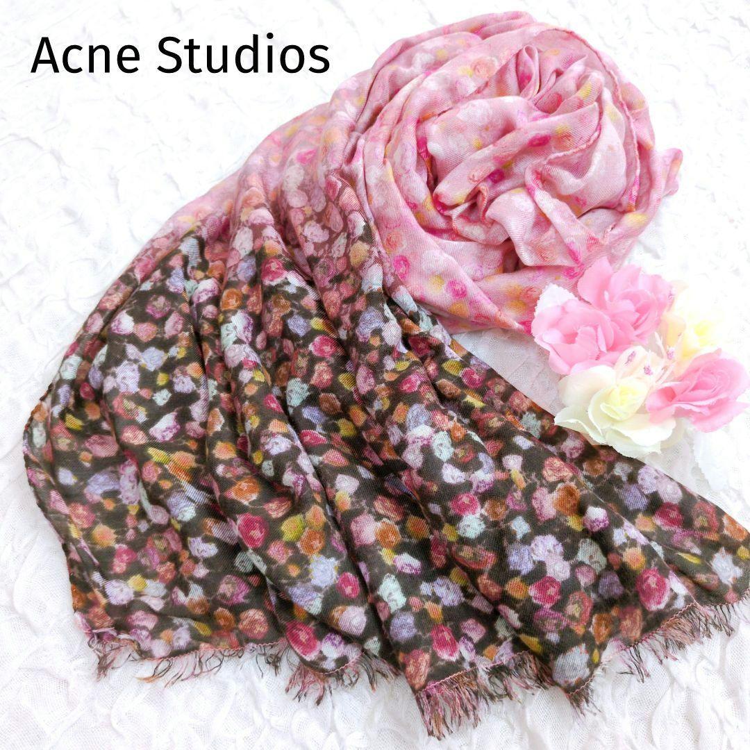 Acne Studios フラワー大判ストール レーヨンウール マフラー 花柄 アクネ 拍卖