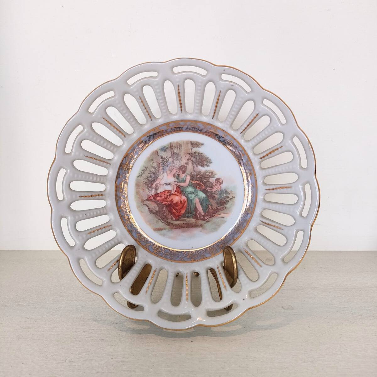 SALE !! ■ ドイツ、ドレスデン焼きのアンティーク、レースボウル ■拍卖