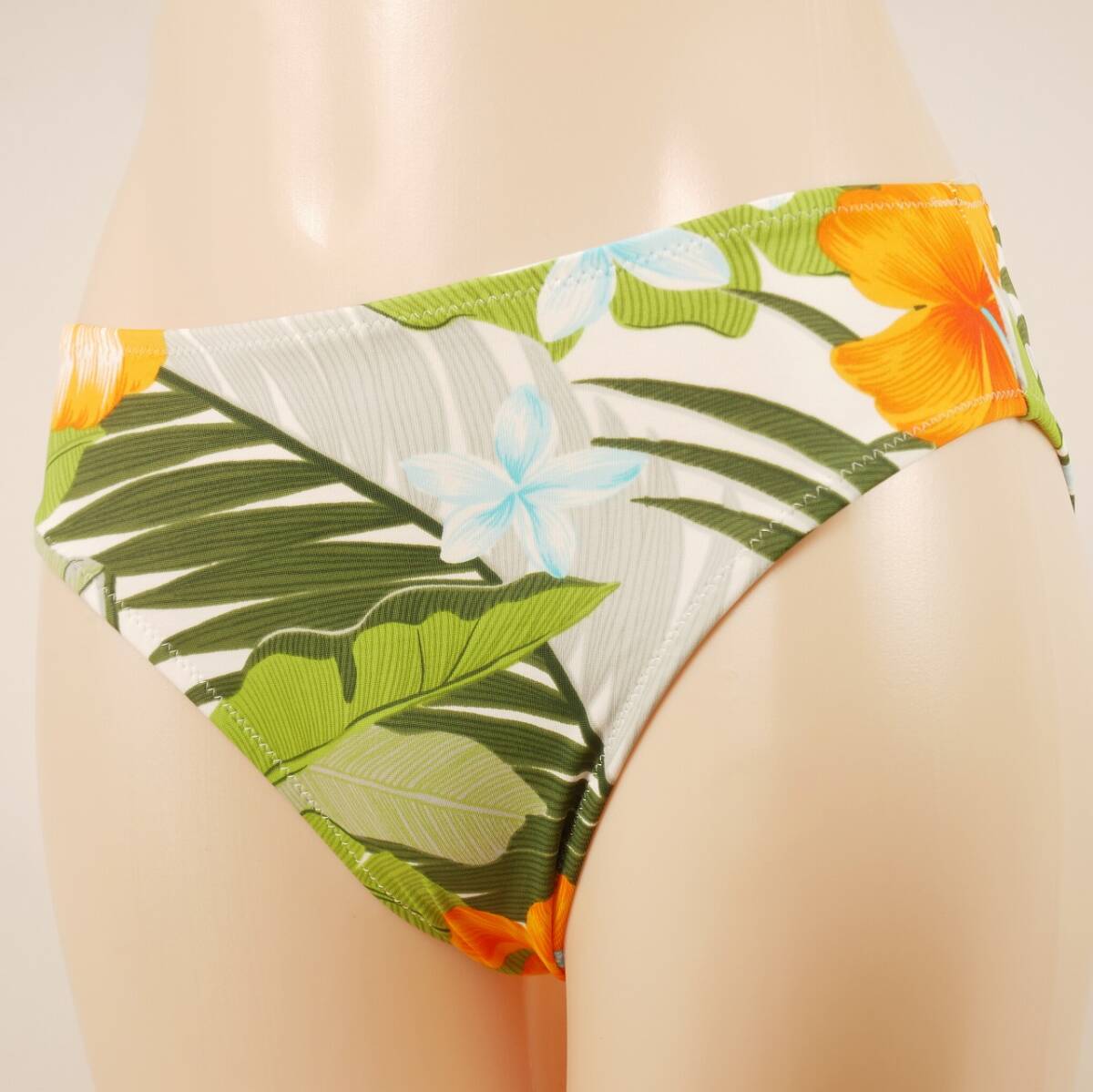 7622 レディース水着 ハイビスカス柄 ビキニパンツのみ 9Mサイズ ホワイト系 匿名配送拍卖
