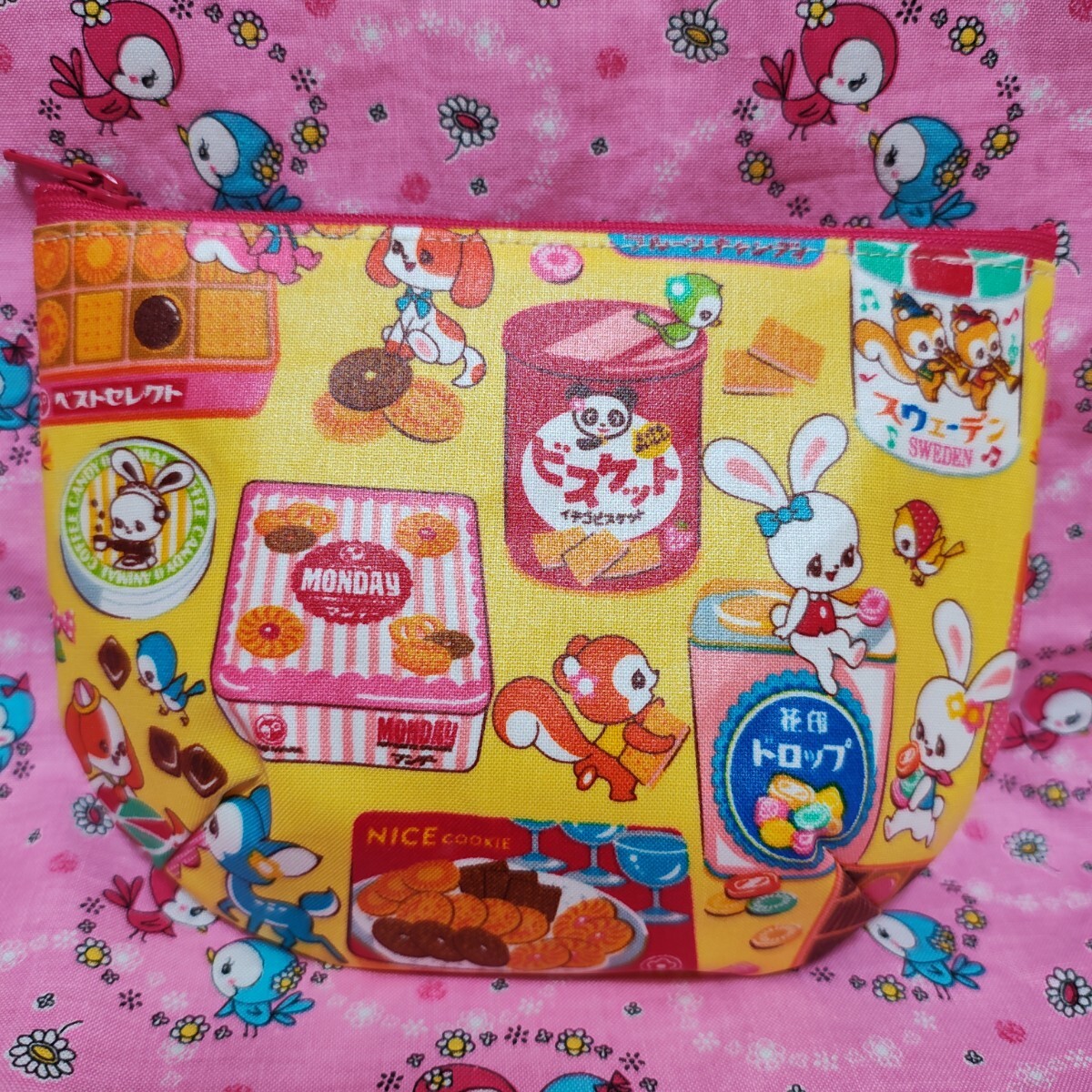 51B-82 ラミネート はいから横町ファスナーポーチ はいから横丁 お菓子 昭和レトロ ハイカラ横丁 はいから横丁拍卖