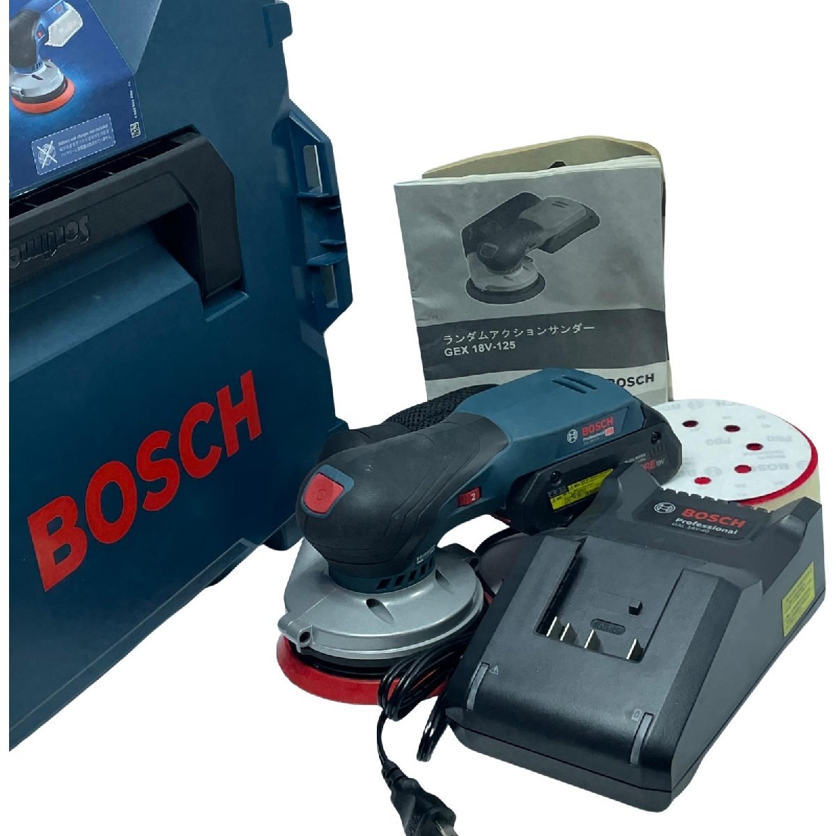 BOSCH ボッシュ サンダー GEX18V-125 充電器・充電池1個・ケース付 コードレス式 18v 125010300 傷や汚れあり拍卖